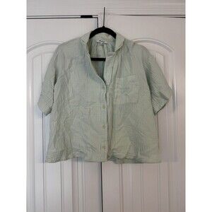 Madewell Women's XXS Gauzy Button Down Shirt, Light Green, Excellent